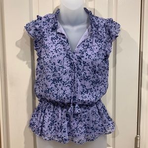 CeCe Purple Floral Blouse